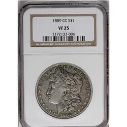 1889-CC S$1 VF25 NGC. The medium-gray surfaces have hi 