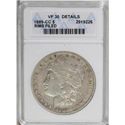 1889-CC S$1 --Rims Filed--ANACS. VF30 Details. The righ 