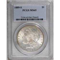 1889-S S$1 MS65 PCGS. Attractive luster is a prime dra 