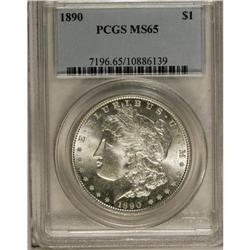 1890 S$1 MS65 PCGS. Essentially Untoned surfaces are d 