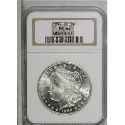 1890-CC S$1 MS64 NGC. Choice with a hint of frost on t 