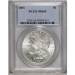 1891 S$1 MS64 PCGS. Sharply struck and largely untoned 