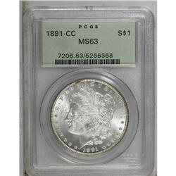 1891-CC S$1 MS63 PCGS. A spot of russet near 11 o''clo 