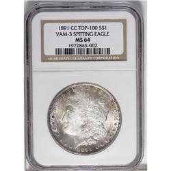 1891-CC S$1 MS64 NGC. VAM-3. A Top 100 Variety. The "S 