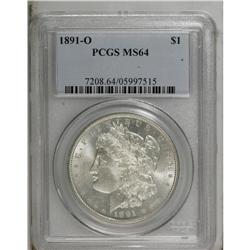 1891-O S$1 MS64 PCGS. Well preserved from a technical 