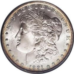 1891-O S$1 MS65 NGC. The surfaces of this well preserv 