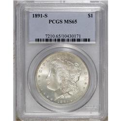 1891-S S$1 MS65 PCGS. A typically struck example with 