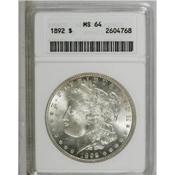 1892 S$1 MS64 ANACS. Choice with strong luster. The la 