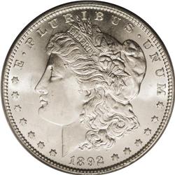 1892 S$1 MS65 PCGS. This is an outstanding Gem with fr 