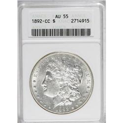 1892-CC S$1 AU55 ANACS. An untoned slider with extensi 
