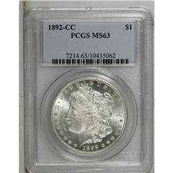 1892-CC S$1 MS63 PCGS. Highly lustrous with well-defin 