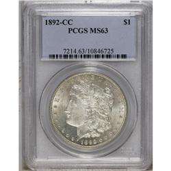 1892-CC S$1 MS63 PCGS. Solidly struck with slightly ha 