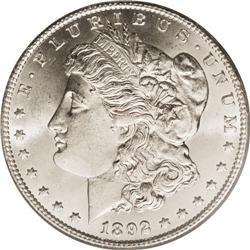 1892-CC S$1 MS64 PCGS. Well struck on the reverse, the 