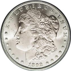 1892-O S$1 MS65 PCGS. Virtually completely white, with 