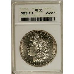 1892-S S$1 AU55 ANACS. This better date dollar has a p 