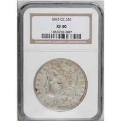 1893-CC S$1 XF40 NGC. The pearl-gray surfaces retain h 