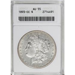 1893-CC S$1 AU55 ANACS. This key Carson City dollar is 