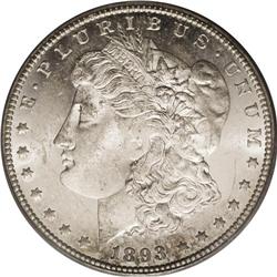 1893-CC S$1 MS62 PCGS. The obverse of this pleasing pi 
