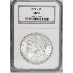 1893-O S$1 AU58 NGC. Highly lustrous with a touch of f 