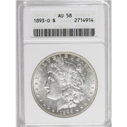 1893-O S$1 AU58 ANACS. This untoned example approaches 