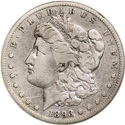 1893-S S$1 VG10 NGC. Both sides of this moderately cir 