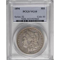 1894 S$1 VG10 PCGS. Heavily worn but nonetheless appea 