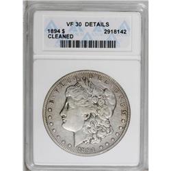 1894 S$1 --Cleaned--ANACS. VF30 Details. Its mintage of 