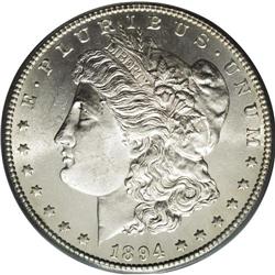 1894-S S$1 MS63 PCGS. The semi-reflective surfaces are 