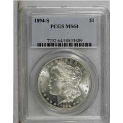 1894-S S$1 MS64 PCGS. Bright and untoned, with semi-pr 