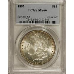 1897 S$1 MS66 PCGS. Warm peach-gold patina appears at 