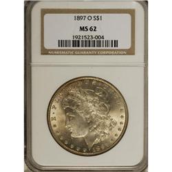 1897-O S$1 MS62 NGC. The golden-tan toning that graces 