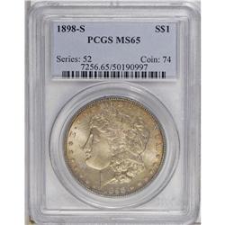 1898-S S$1 MS65 PCGS. Reddish-orange, turquoise, and v 