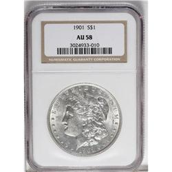 1901 S$1 AU58 NGC. Despite a touch of highpoint fricti 