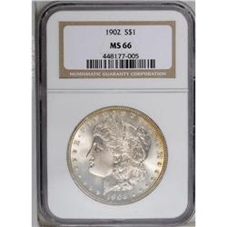 1902 S$1 MS66 NGC. Solidly struck with pleasing, rathe 