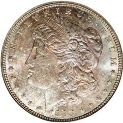 1903 S$1 MS67 NGC. A wildly colorful Superb Gem with p 