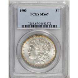 1903 S$1 MS67 PCGS. Golden-brown and electric-blue ban 