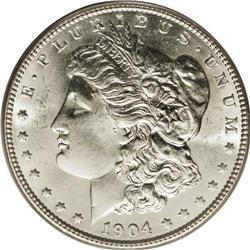 1904 S$1 MS65 PCGS. Untoned with sharpness of detail a 