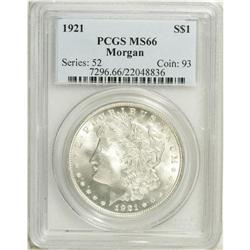 1921 S$1 MS66 PCGS. A lustrous and well-preserved exam 