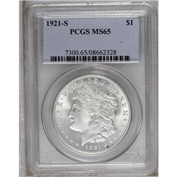 1921-S S$1 MS65 PCGS. A small spot of russet toning at 