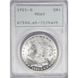 1921-S S$1 MS65 PCGS. An unusually sharp strike is the 