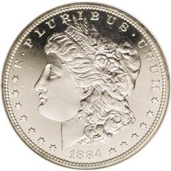 1884 S$1 PR67 Cameo NGC. The white-on-black contrast i 