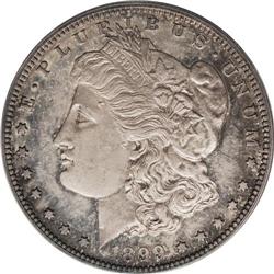 1899 S$1 PR64 PCGS. Antique gold color predominates on 