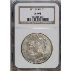 1921 S$1 MS65 NGC. Well struck with satiny luster and 