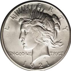 1921 S$1 MS66 PCGS. An outstanding Premium Gem with re 