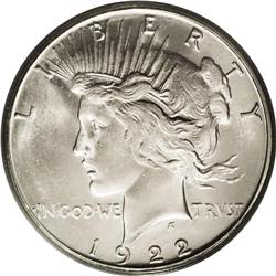 1922-S S$1 MS65 PCGS. Blast white and intensely lustro 