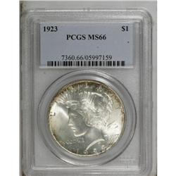 1923 S$1 MS66 PCGS. Gold and cherry-red appears at the 