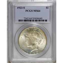 1923-S S$1 MS64 PCGS. Frosty and well struck with ring 