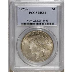 1923-S S$1 MS64 PCGS. Typically struck and lustrous be 