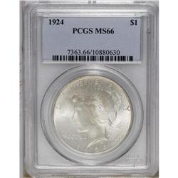 1924 S$1 MS66 PCGS. The beautifully matte-like surface 