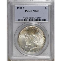1924-S S$1 MS64 PCGS. Hints of gold and lavender patin 
